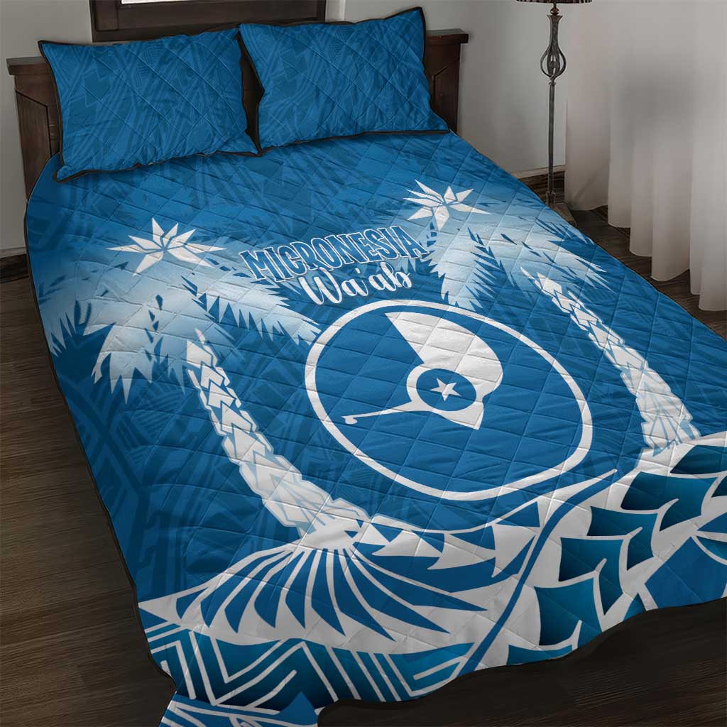 FSM Yap Day Quilt Bed Set 2025 Wa'ab Micronesia Flag Color LT14 Blue - Polynesian Pride