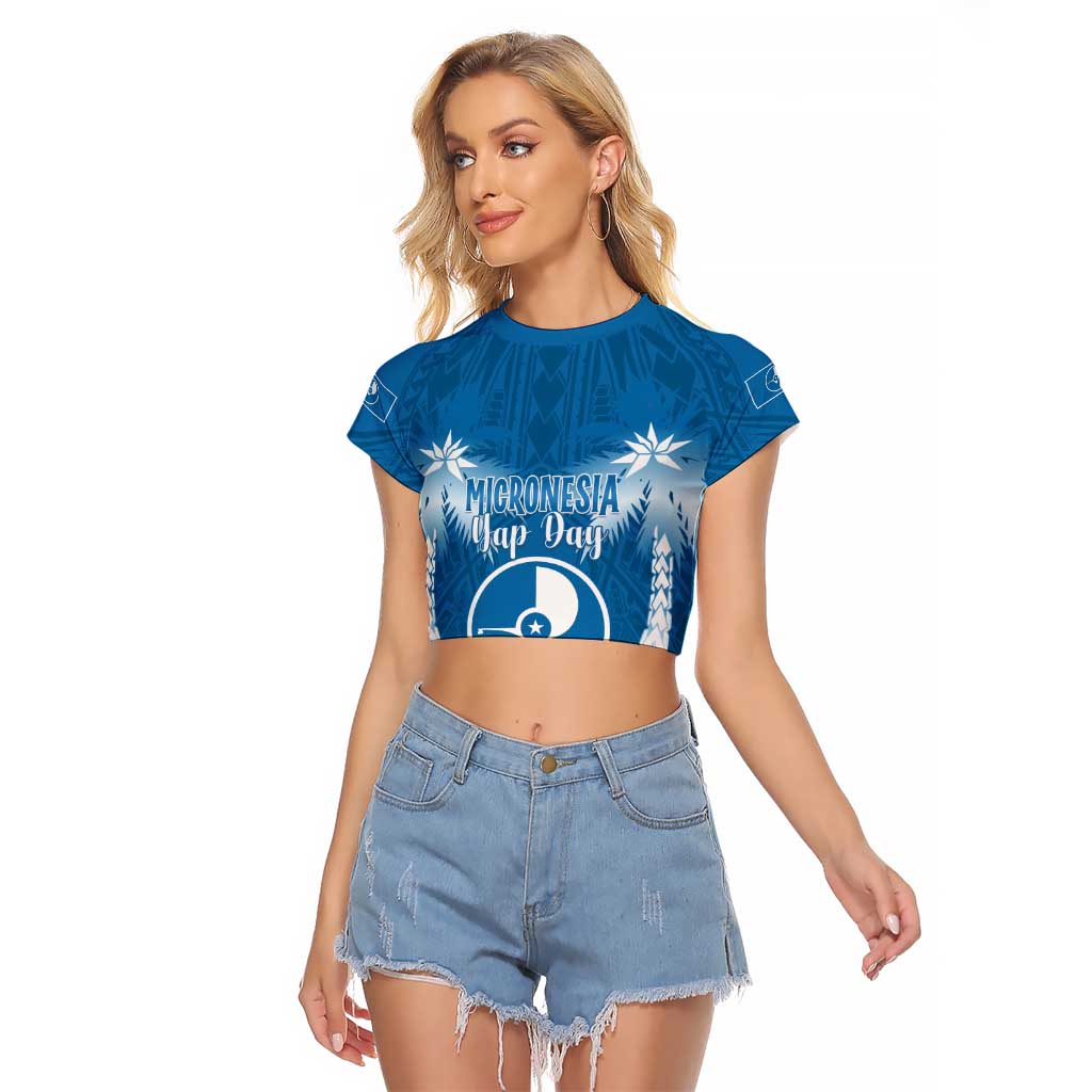FSM Yap Day Raglan Cropped T Shirt 2025 Wa'ab Micronesia Flag Color