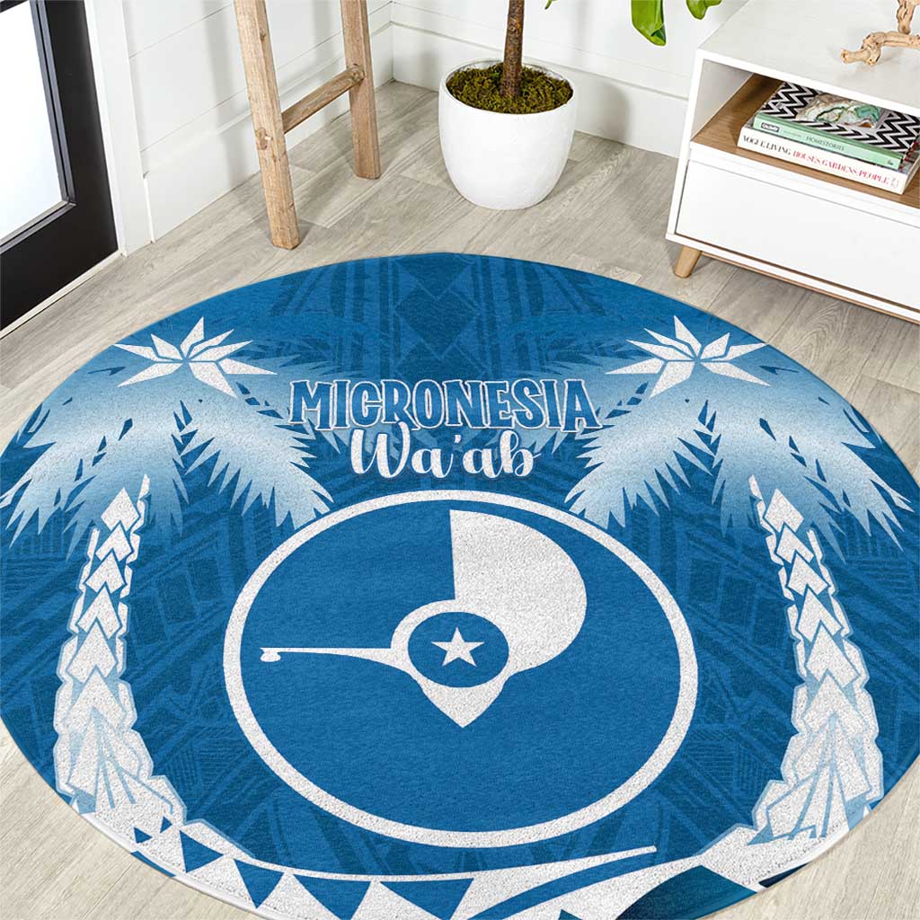 FSM Yap Day Round Carpet 2025 Wa'ab Micronesia Flag Color LT14 Blue - Polynesian Pride