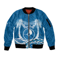 FSM Yap Day Sleeve Zip Bomber Jacket 2025 Wa'ab Micronesia Flag Color