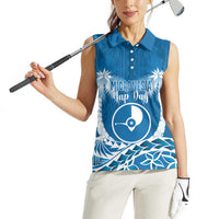 FSM Yap Day Women Sleeveless Polo Shirt 2025 Wa'ab Micronesia Flag Color