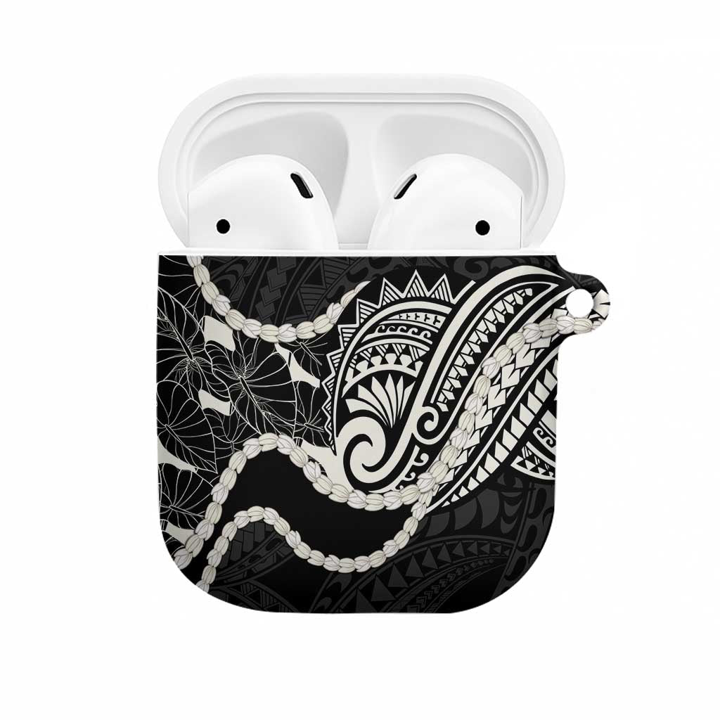 Aloha Hawaii Kalo Pikake Lei AirPods Case Chest Tattoo Black Hawaiian Pattern