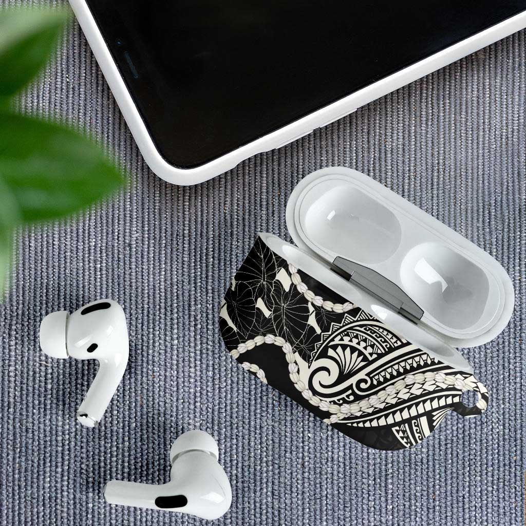 Aloha Hawaii Kalo Pikake Lei AirPods Case Chest Tattoo Black Hawaiian Pattern