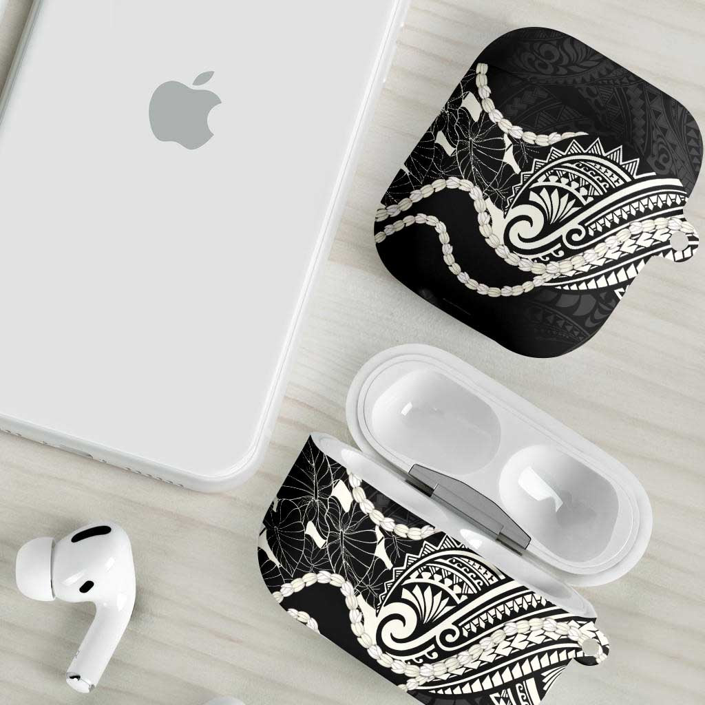 Aloha Hawaii Kalo Pikake Lei AirPods Case Chest Tattoo Black Hawaiian Pattern