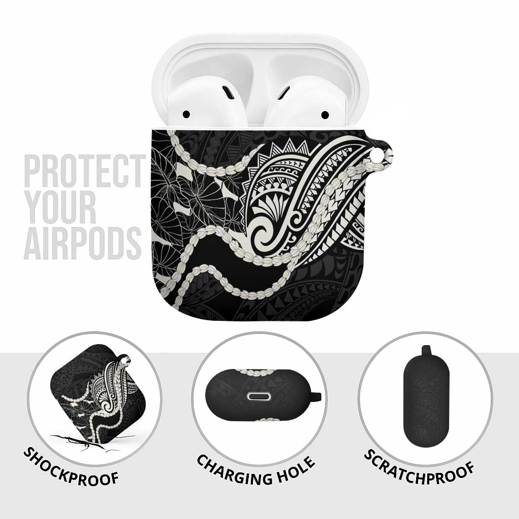 Aloha Hawaii Kalo Pikake Lei AirPods Case Chest Tattoo Black Hawaiian Pattern