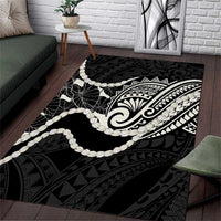 Aloha Hawaii Kalo Pikake Lei Area Rug Chest Tattoo Black Hawaiian Pattern