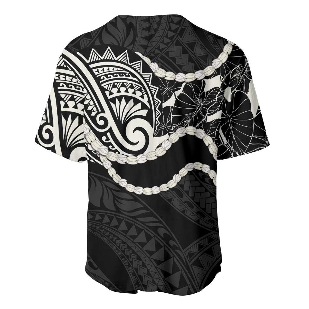 Aloha Hawaii Kalo Pikake Lei Baseball Jersey Chest Tattoo Black Hawaiian Pattern