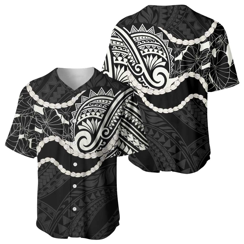 Aloha Hawaii Kalo Pikake Lei Baseball Jersey Chest Tattoo Black Hawaiian Pattern