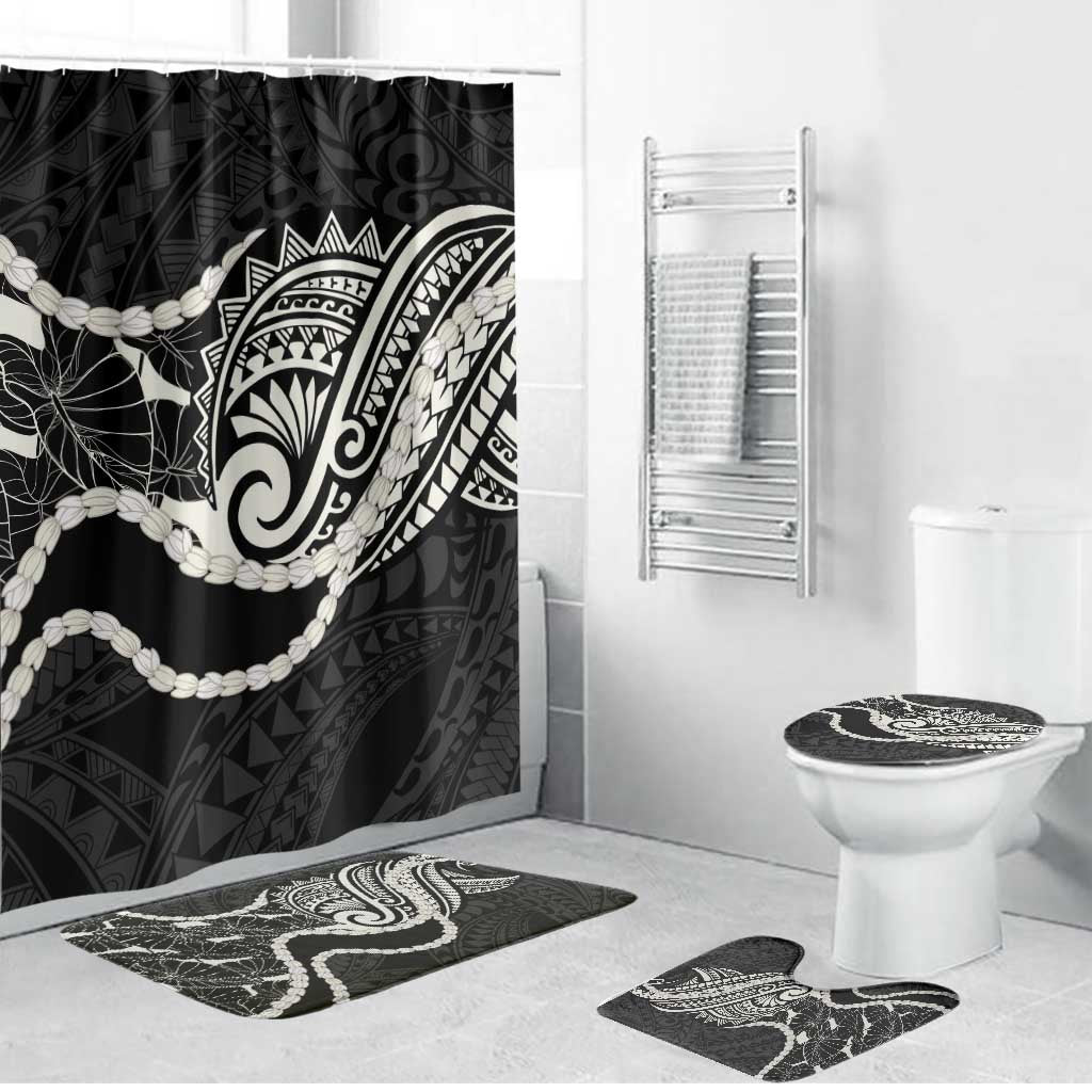 Aloha Hawaii Kalo Pikake Lei Bathroom Set Chest Tattoo Black Hawaiian Pattern
