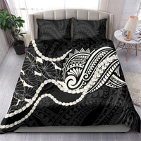 Aloha Hawaii Kalo Pikake Lei Bedding Set Chest Tattoo Black Hawaiian Pattern
