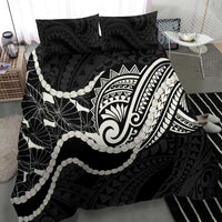 Aloha Hawaii Kalo Pikake Lei Bedding Set Chest Tattoo Black Hawaiian Pattern