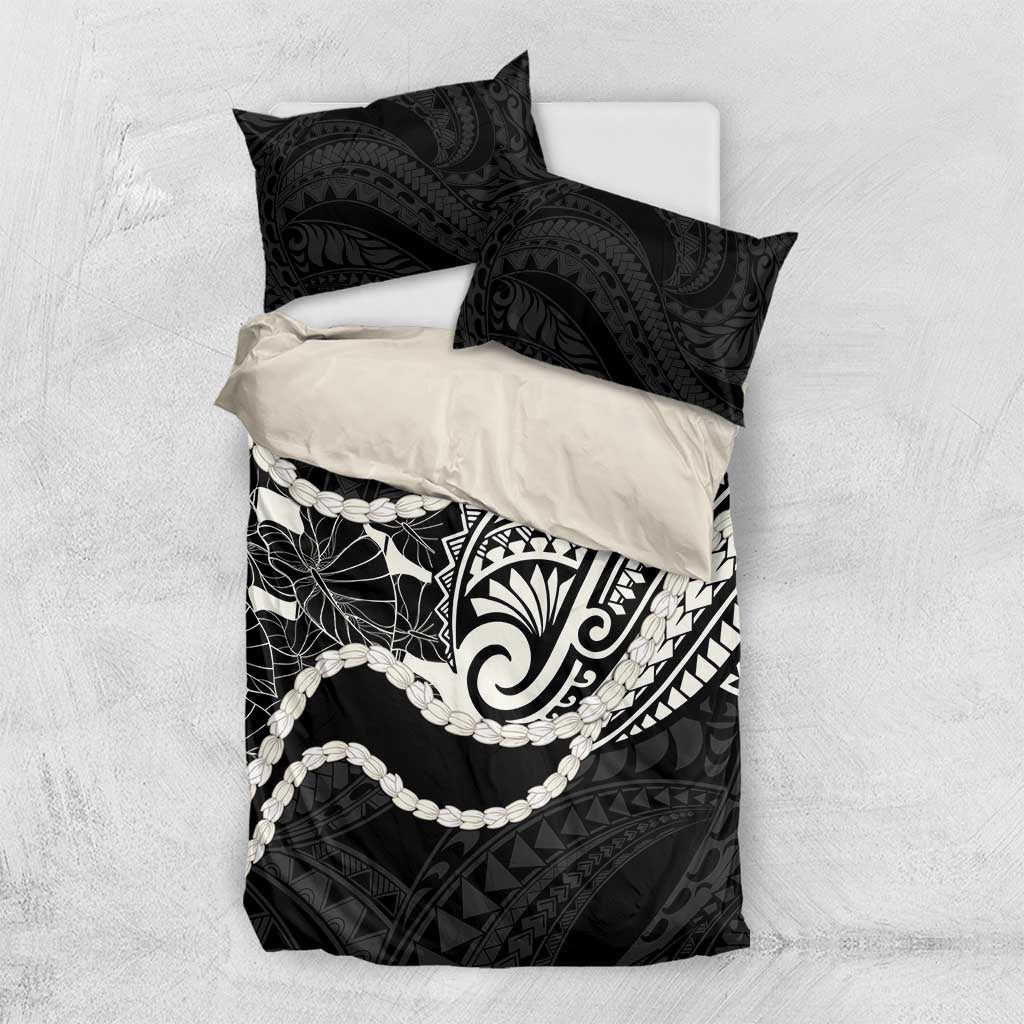 Aloha Hawaii Kalo Pikake Lei Bedding Set Chest Tattoo Black Hawaiian Pattern