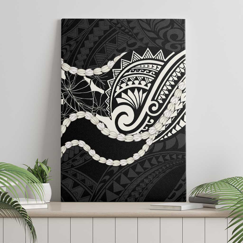 Aloha Hawaii Kalo Pikake Lei Canvas Wall Art Chest Tattoo Black Hawaiian Pattern