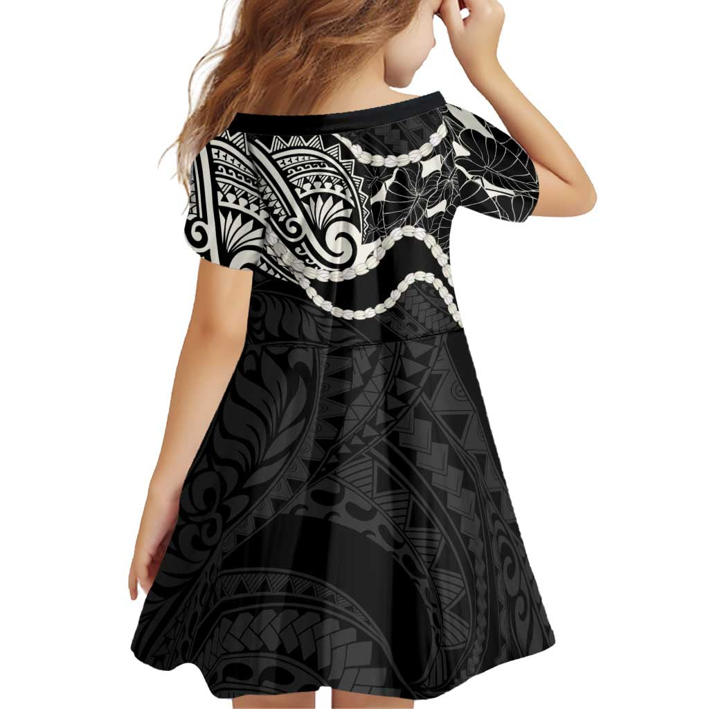 Aloha Hawaii Kalo Pikake Lei Family Matching Short Sleeve Bodycon Dress and Hawaiian Shirt Chest Tattoo Black Hawaiian Pattern
