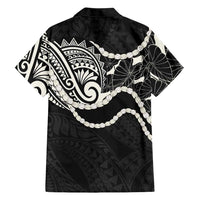 Aloha Hawaii Kalo Pikake Lei Family Matching Short Sleeve Bodycon Dress and Hawaiian Shirt Chest Tattoo Black Hawaiian Pattern