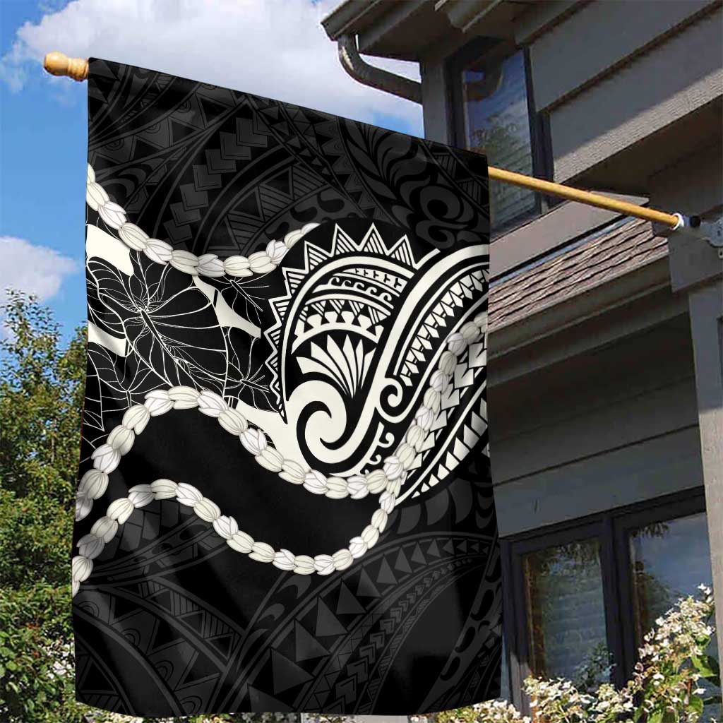 Aloha Hawaii Kalo Pikake Lei Garden Flag Chest Tattoo Black Hawaiian Pattern