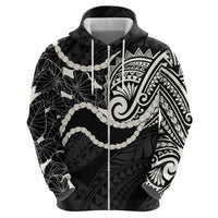 Aloha Hawaii Kalo Pikake Lei Hoodie Chest Tattoo Black Hawaiian Pattern LT14 - Polynesian Pride