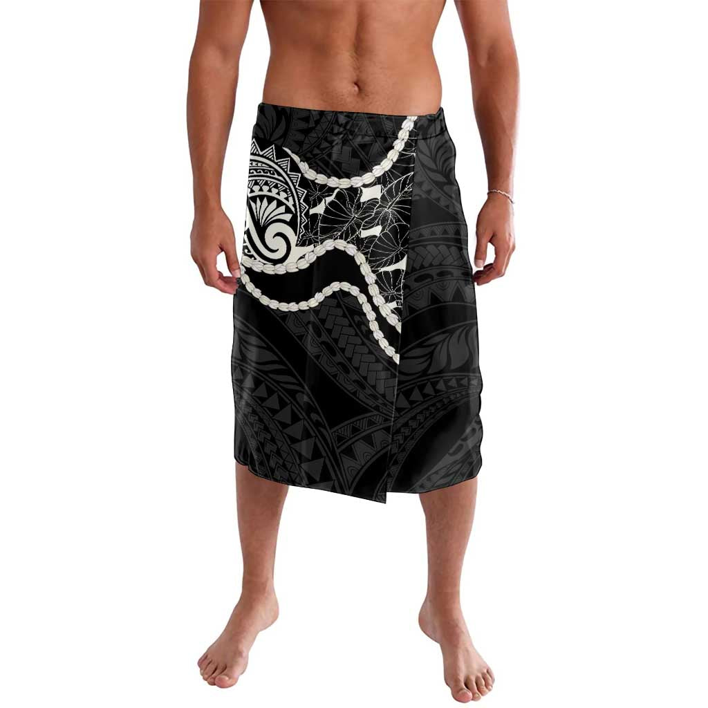 Aloha Hawaii Kalo Pikake Lei Lavalava Chest Tattoo Black Hawaiian Pattern LT14 Black - Polynesian Pride