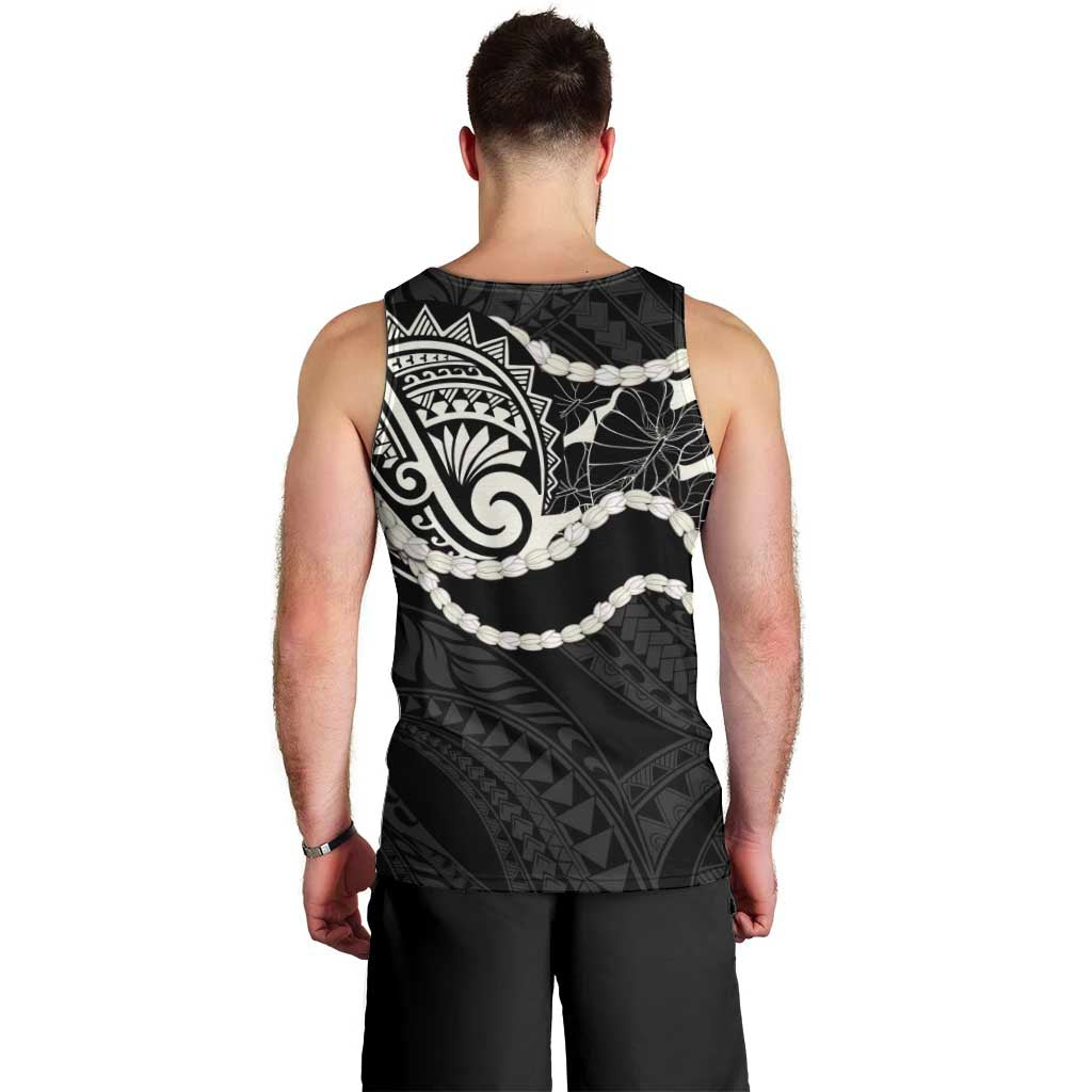 Aloha Hawaii Kalo Pikake Lei Men Tank Top Chest Tattoo Black Hawaiian Pattern LT14 - Polynesian Pride
