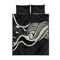 Aloha Hawaii Kalo Pikake Lei Quilt Bed Set Chest Tattoo Black Hawaiian Pattern
