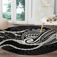 Aloha Hawaii Kalo Pikake Lei Round Carpet Chest Tattoo Black Hawaiian Pattern LT14 - Polynesian Pride