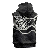 Aloha Hawaii Kalo Pikake Lei Sleeveless Hoodie Chest Tattoo Black Hawaiian Pattern LT14 - Polynesian Pride