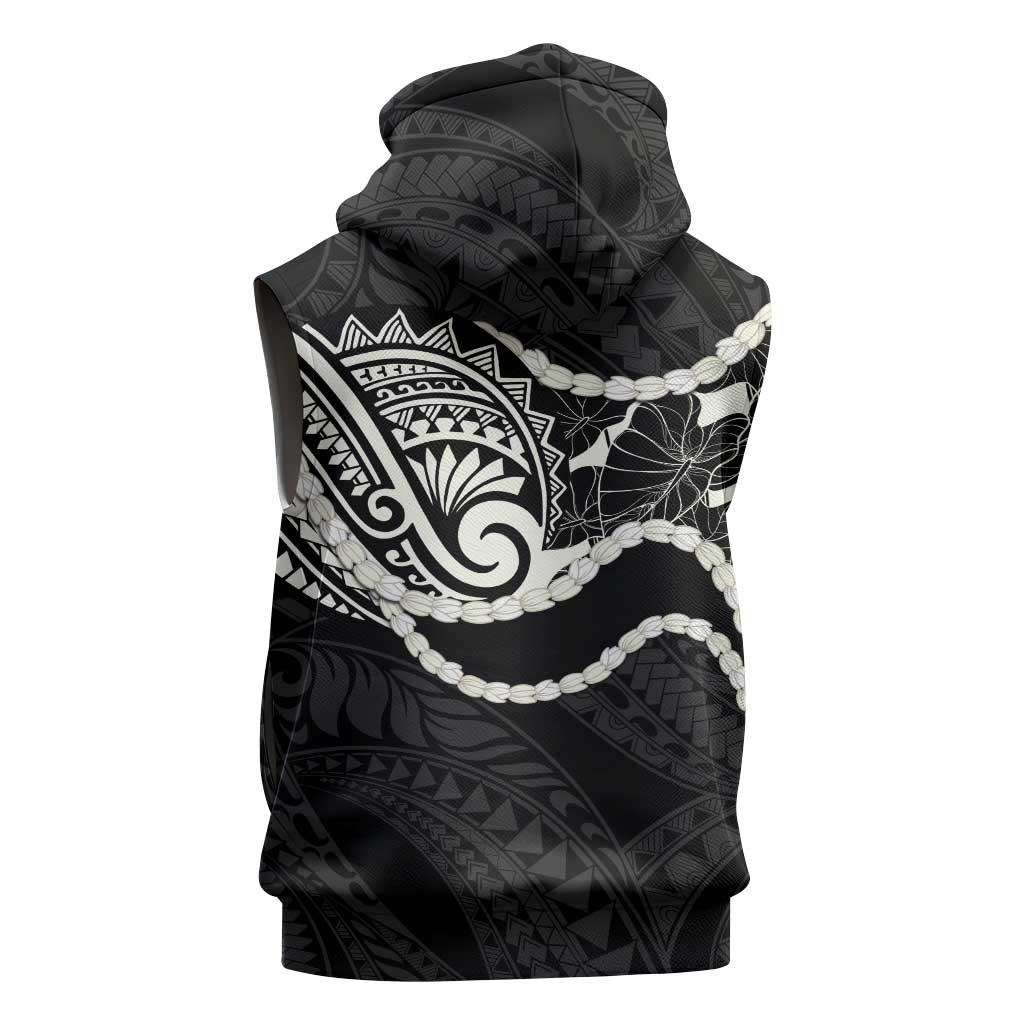 Aloha Hawaii Kalo Pikake Lei Sleeveless Zip Hoodie Chest Tattoo Black Hawaiian Pattern LT14 - Polynesian Pride