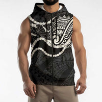 Aloha Hawaii Kalo Pikake Lei Sleeveless Zip Hoodie Chest Tattoo Black Hawaiian Pattern LT14 - Polynesian Pride