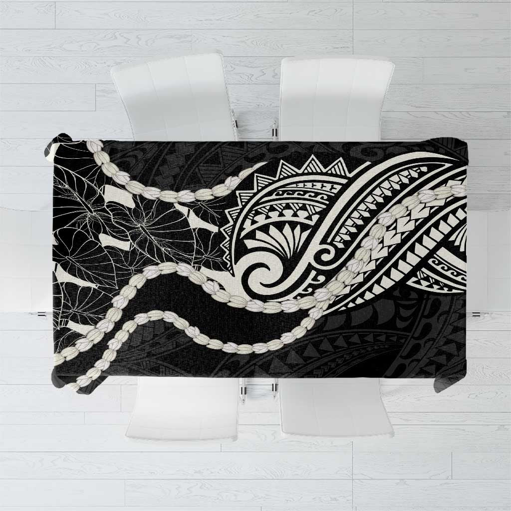 Aloha Hawaii Kalo Pikake Lei Tablecloth Chest Tattoo Black Hawaiian Pattern