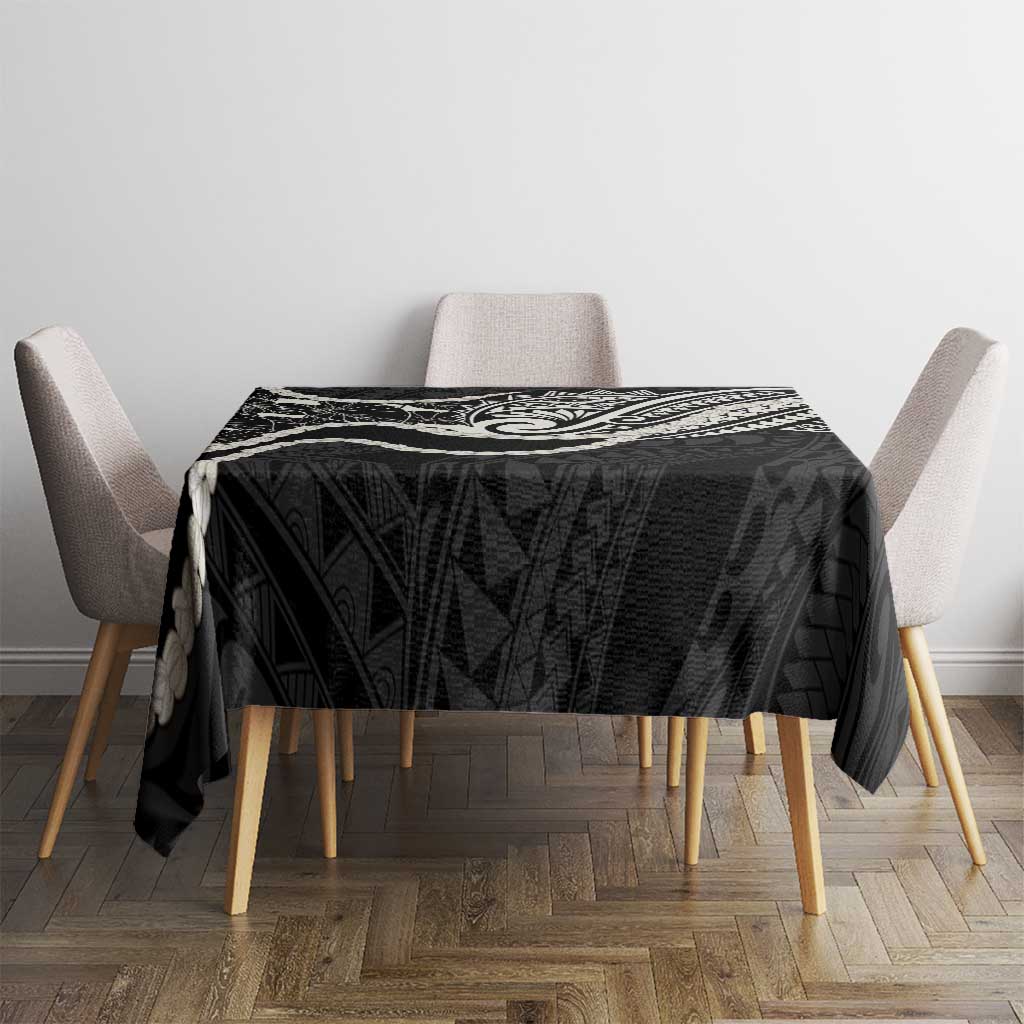 Aloha Hawaii Kalo Pikake Lei Tablecloth Chest Tattoo Black Hawaiian Pattern