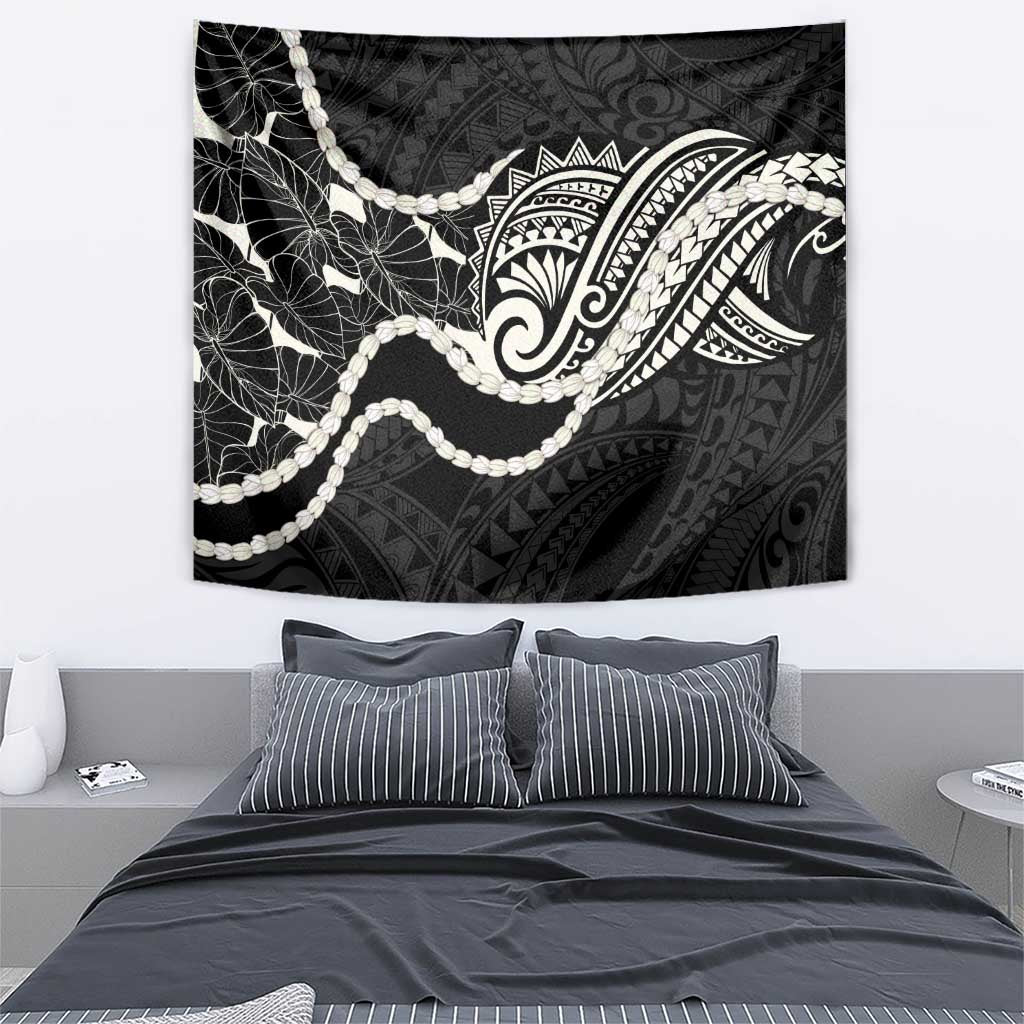 Aloha Hawaii Kalo Pikake Lei Tapestry Chest Tattoo Black Hawaiian Pattern