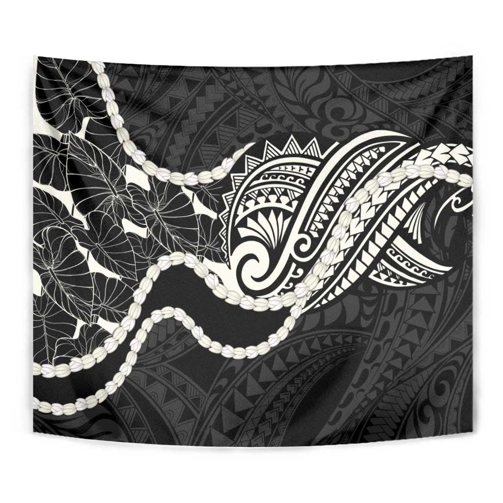 Aloha Hawaii Kalo Pikake Lei Tapestry Chest Tattoo Black Hawaiian Pattern