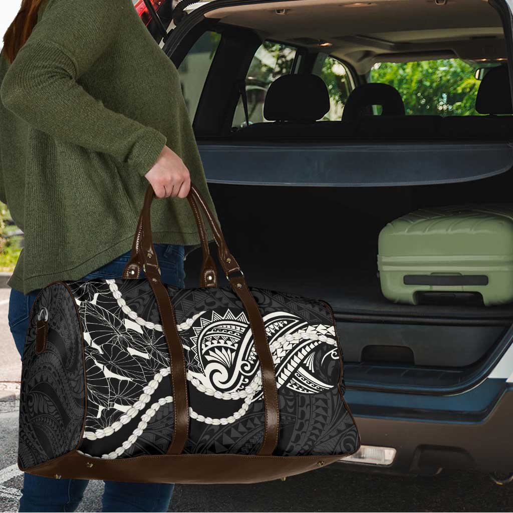 Aloha Hawaii Kalo Pikake Lei Travel Bag Chest Tattoo Black Hawaiian Pattern