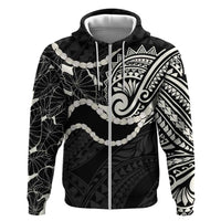 Aloha Hawaii Kalo Pikake Lei Zip Hoodie Chest Tattoo Black Hawaiian Pattern LT14 Zip Hoodie Black - Polynesian Pride