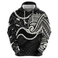 Aloha Hawaii Kalo Pikake Lei Zip Hoodie Chest Tattoo Black Hawaiian Pattern LT14 - Polynesian Pride