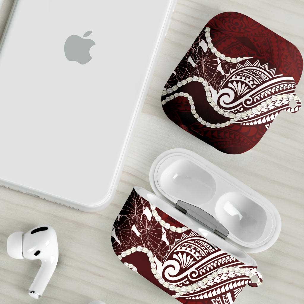 Aloha Hawaii Kalo Pikake Lei AirPods Case Chest Tattoo Oxblood Hawaiian Pattern
