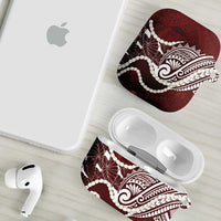 Aloha Hawaii Kalo Pikake Lei AirPods Case Chest Tattoo Oxblood Hawaiian Pattern