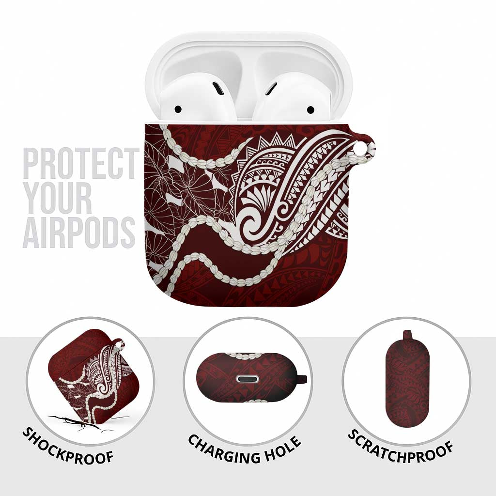 Aloha Hawaii Kalo Pikake Lei AirPods Case Chest Tattoo Oxblood Hawaiian Pattern