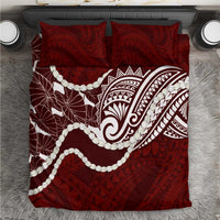 Aloha Hawaii Kalo Pikake Lei Bedding Set Chest Tattoo Oxblood Hawaiian Pattern