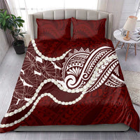 Aloha Hawaii Kalo Pikake Lei Bedding Set Chest Tattoo Oxblood Hawaiian Pattern