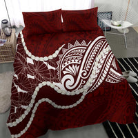 Aloha Hawaii Kalo Pikake Lei Bedding Set Chest Tattoo Oxblood Hawaiian Pattern