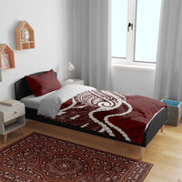 Aloha Hawaii Kalo Pikake Lei Bedding Set Chest Tattoo Oxblood Hawaiian Pattern