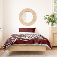 Aloha Hawaii Kalo Pikake Lei Bedding Set Chest Tattoo Oxblood Hawaiian Pattern