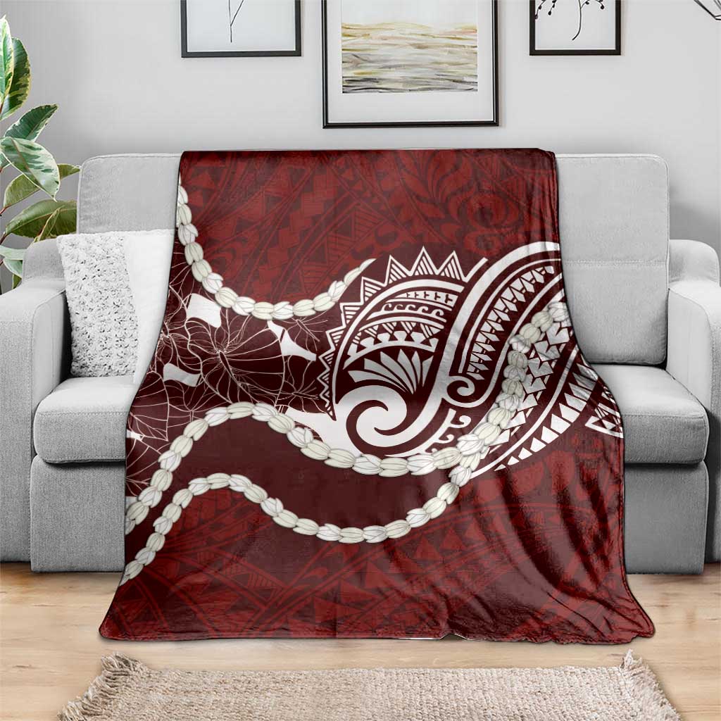 Aloha Hawaii Kalo Pikake Lei Blanket Chest Tattoo Oxblood Hawaiian Pattern