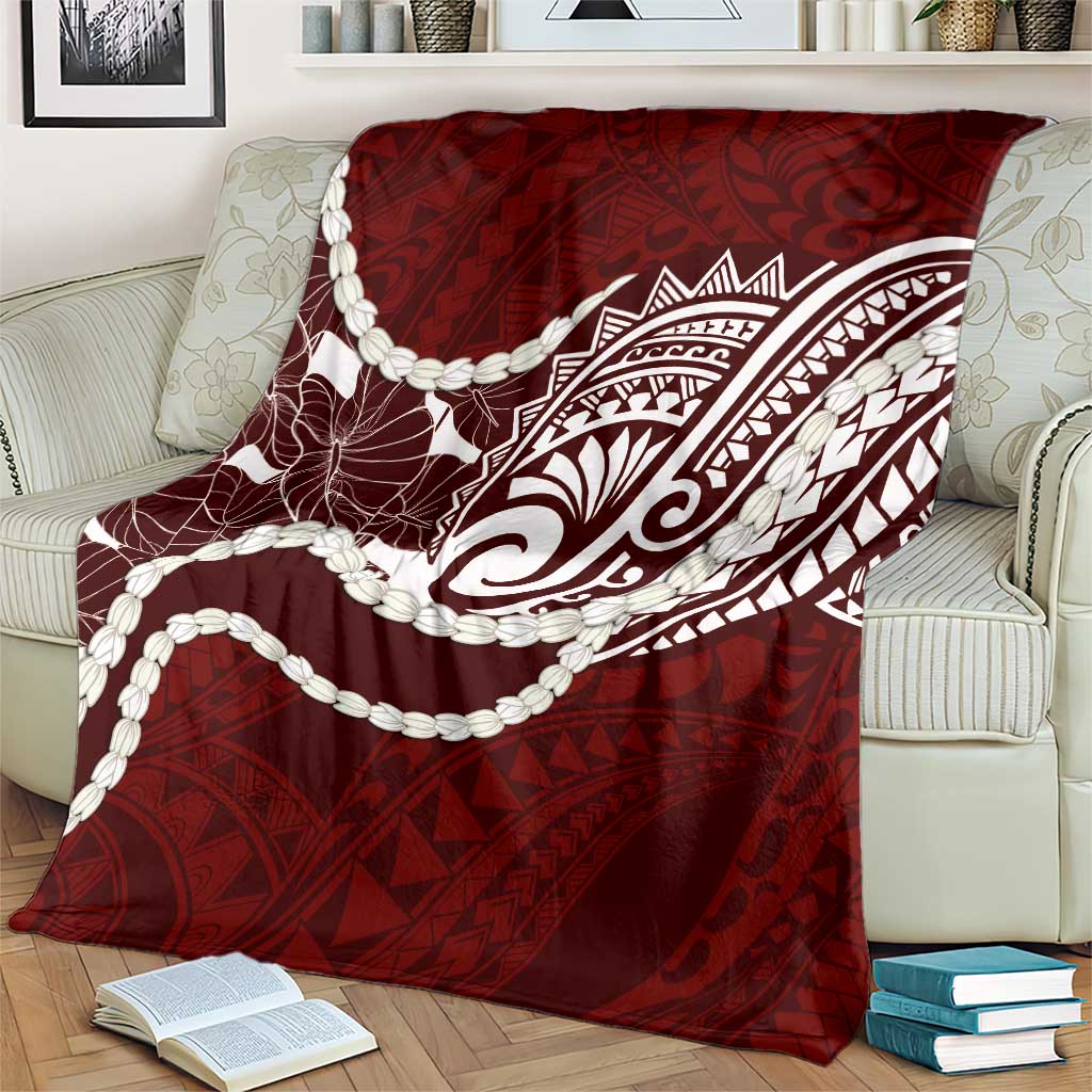 Aloha Hawaii Kalo Pikake Lei Blanket Chest Tattoo Oxblood Hawaiian Pattern