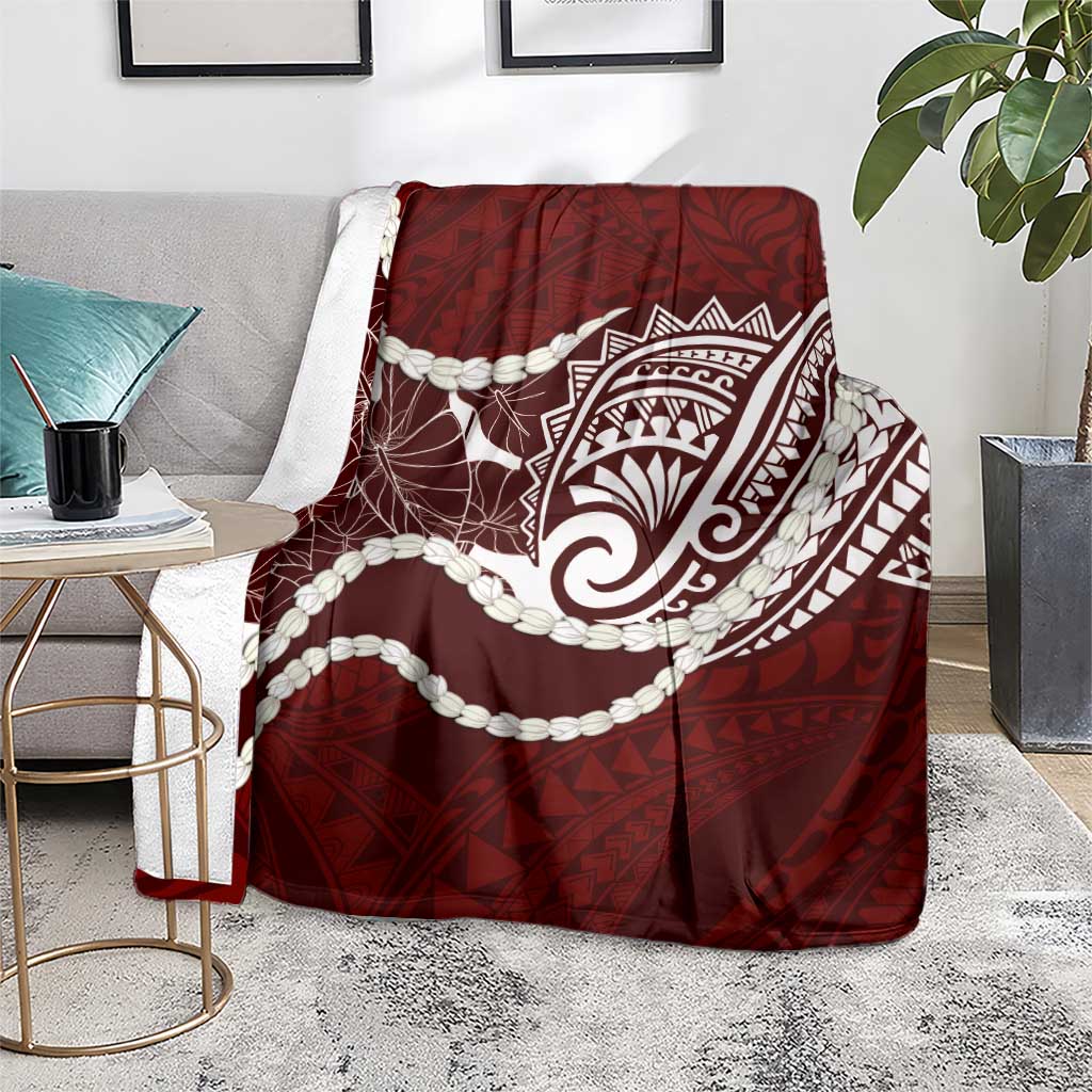 Aloha Hawaii Kalo Pikake Lei Blanket Chest Tattoo Oxblood Hawaiian Pattern