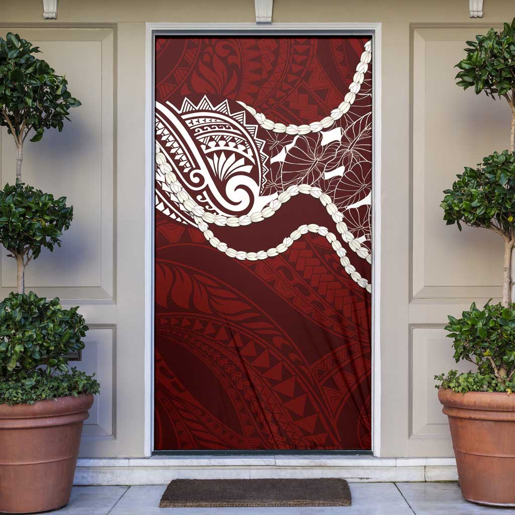 Aloha Hawaii Kalo Pikake Lei Door Cover Chest Tattoo Oxblood Hawaiian Pattern