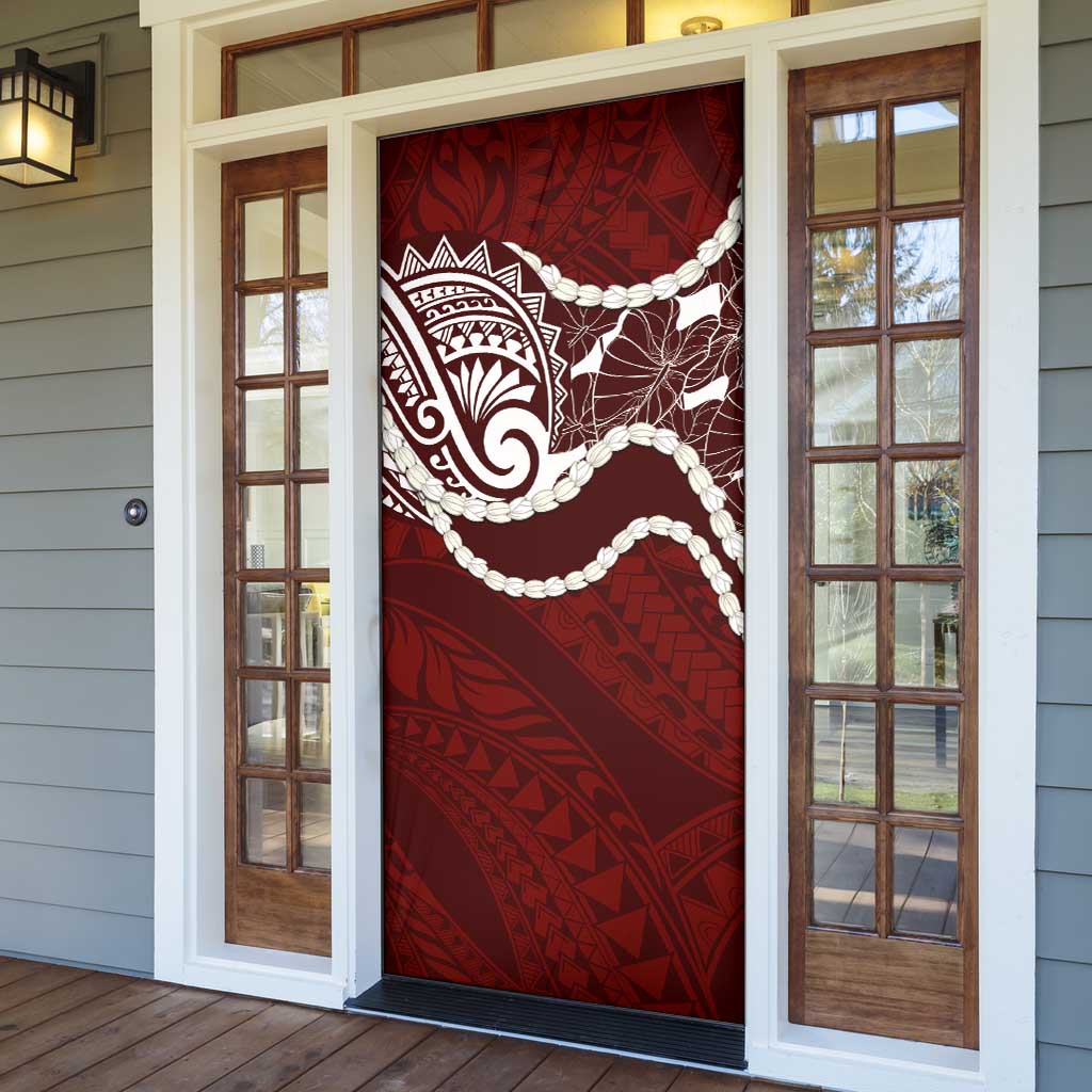 Aloha Hawaii Kalo Pikake Lei Door Cover Chest Tattoo Oxblood Hawaiian Pattern