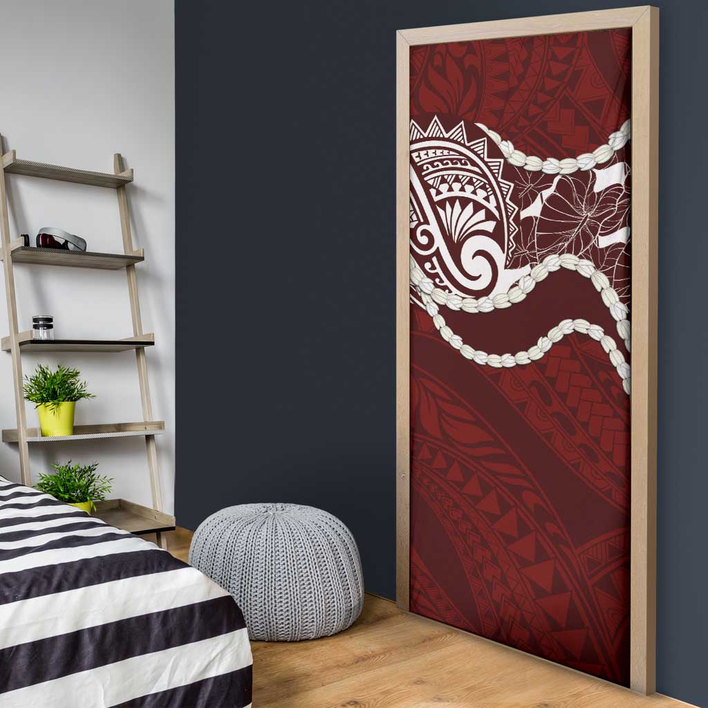 Aloha Hawaii Kalo Pikake Lei Door Cover Chest Tattoo Oxblood Hawaiian Pattern