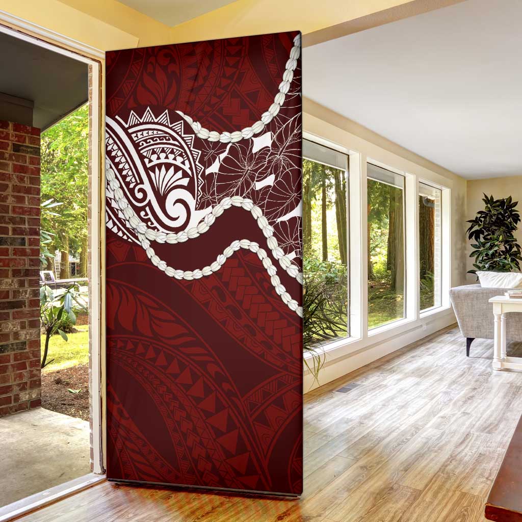 Aloha Hawaii Kalo Pikake Lei Door Cover Chest Tattoo Oxblood Hawaiian Pattern